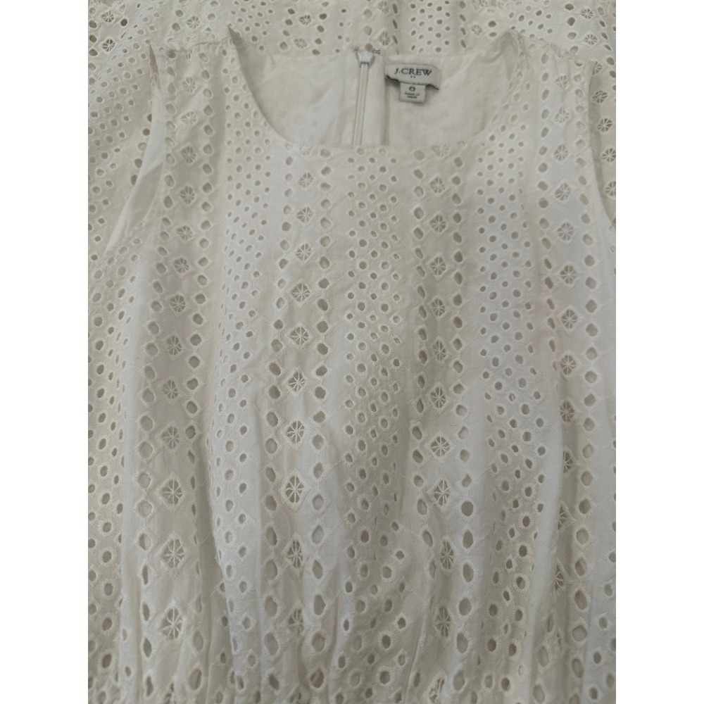 J.Crew White Eyelet Sleeveless Tiered Midi Dress Women's Sz‎ 0 Boho Western Chic - Picture 10 of 11